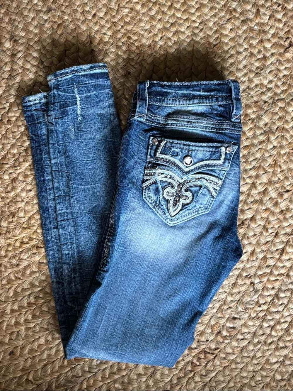 Rock Revival Distressed Blue Skinny Jeans Size 27 - Picture 12 of 14